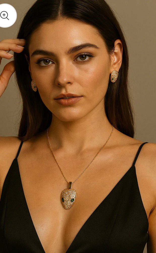 BVLGARI Serpent Full Studded Necklace & Earring Set