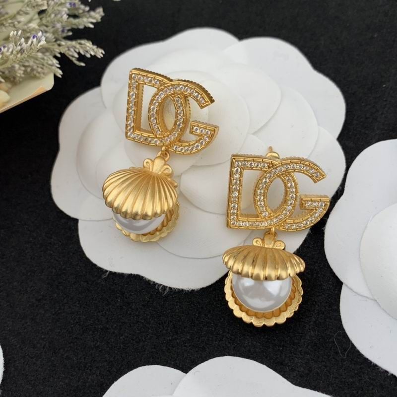 Dolce & Gabbana D&G Logo Diamond & Pearl Earrings – Iconic Elegance