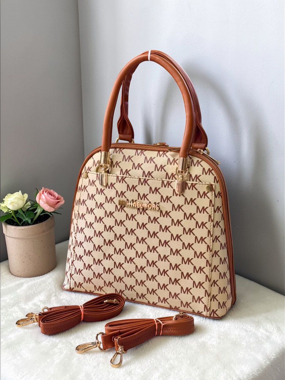 Michael Kors Signature MK Monogram Satchel Bag