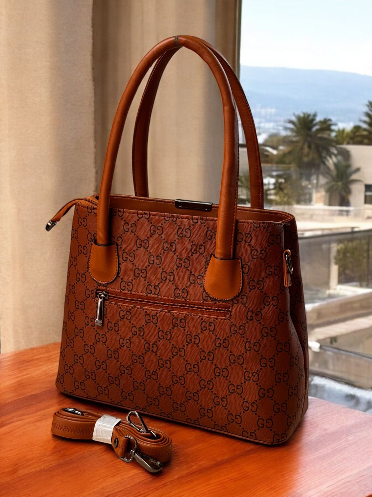 GG Canvas Dual Zipper Tote Bag