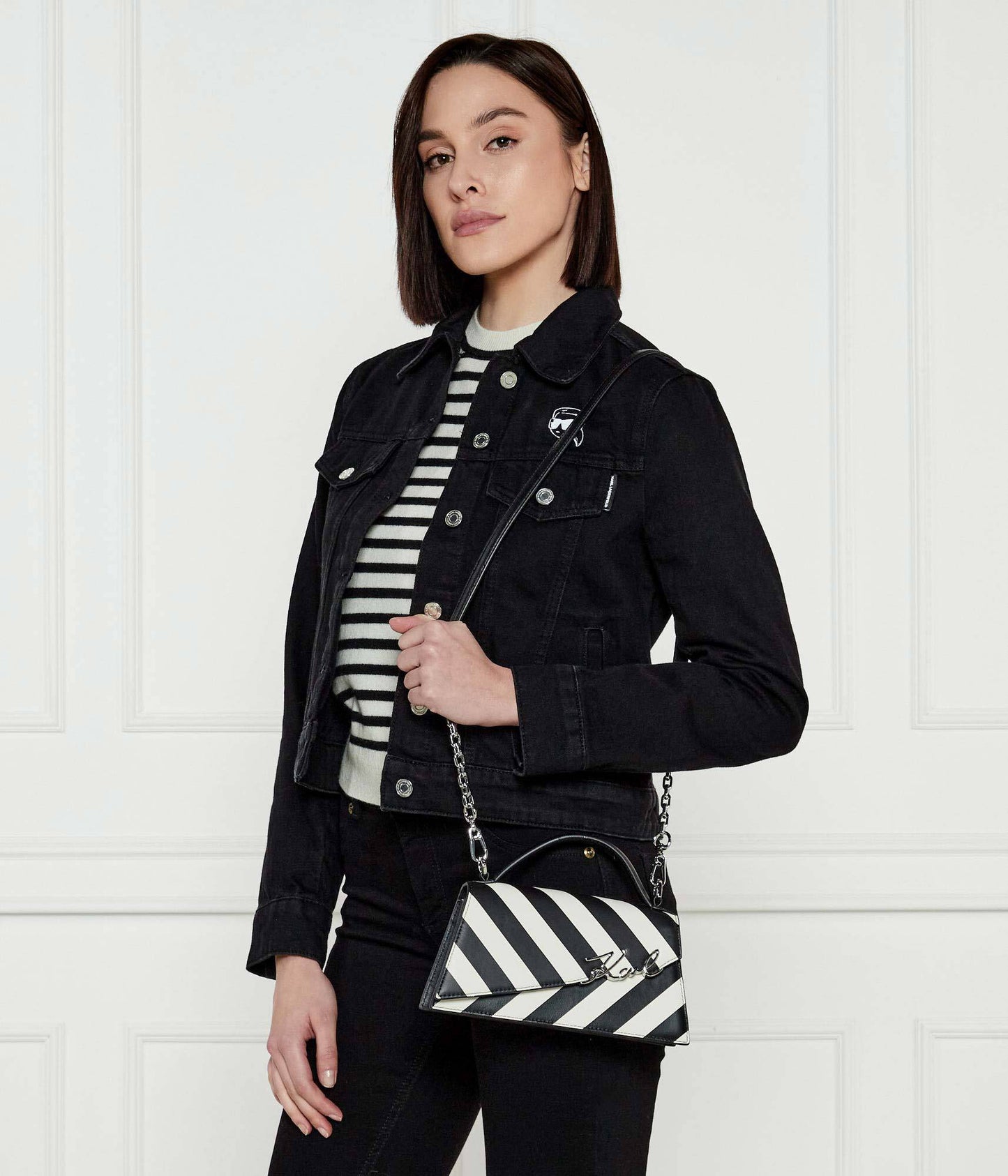 Karl lagerfield signature sling bag for girls white black