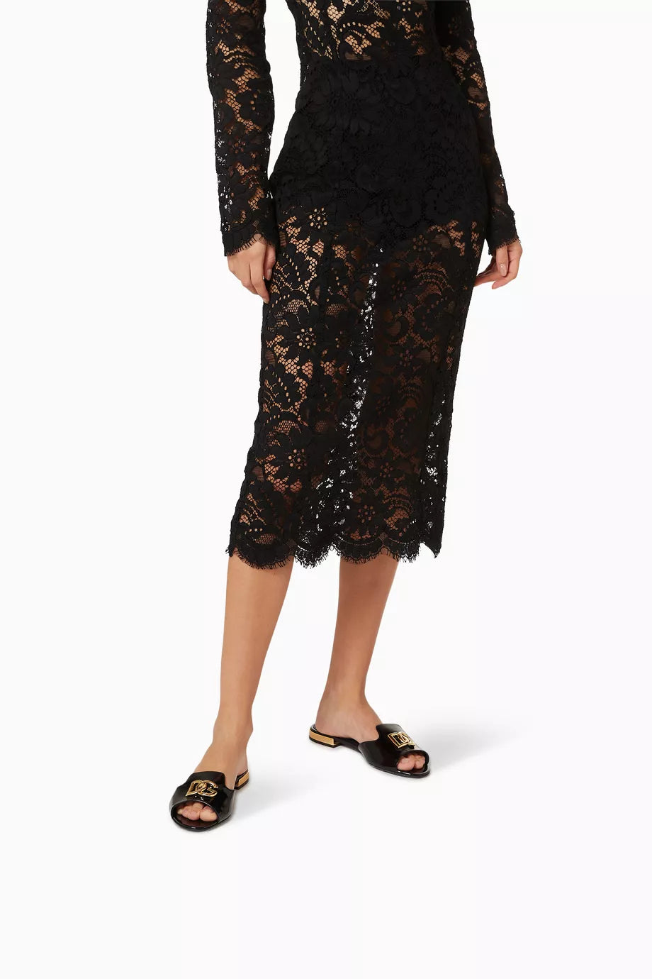 DOLCE & GABBANA DG-logo leather slides