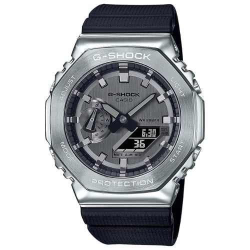 Casio G-Shock GM-2100-1ADR Silver Analog-Digital Dial Black Resin Strap Men's Watch
