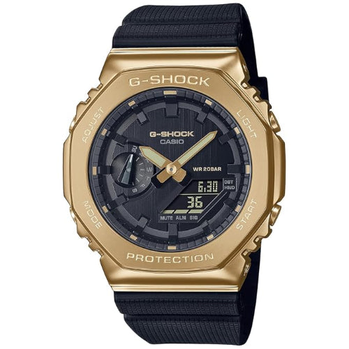 Casio G-Shock GM-2100G-1A9DR Gold IP Black Analog-Digital Dial Black Resin Strap Men's Watch