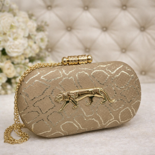 Sabyasachi Heritage Panther Clutch – Regal Sand Edition