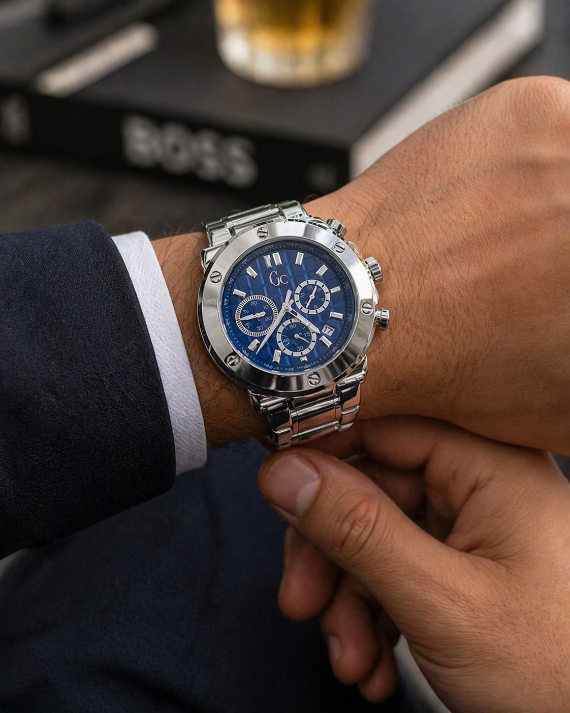 Guess GC collection Brev Silver blue Men Watchs