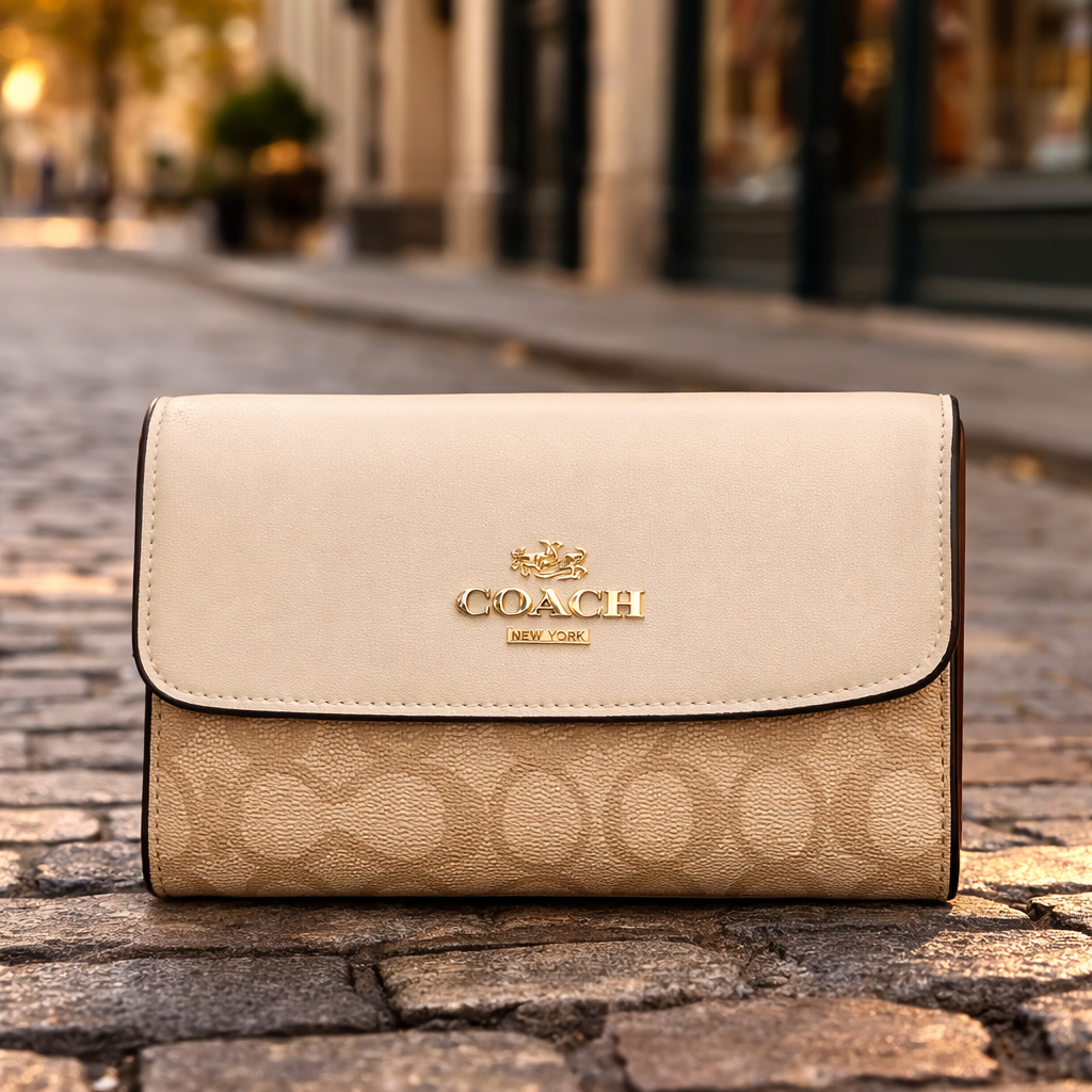 COACH THREE FOLD WALLET ( WITH DETACHABLE CARD HOLDER )