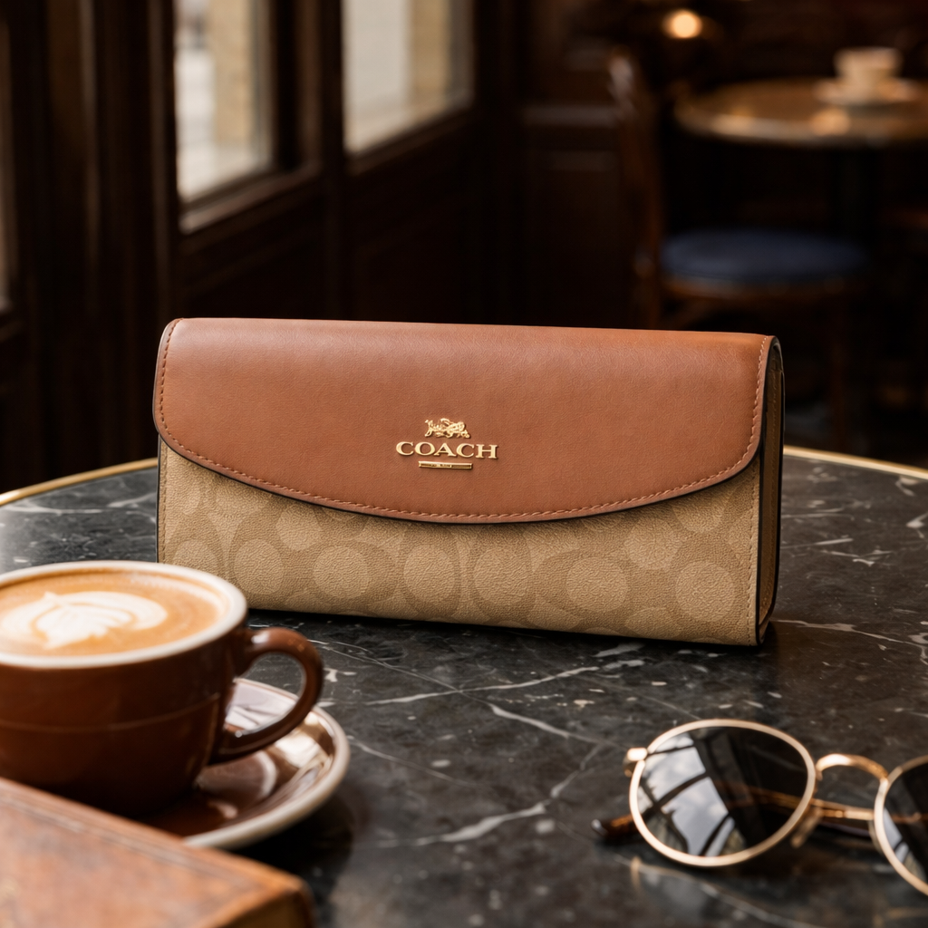 COACH THREE FOLD WALLET ( WITH DETACHABLE CARD HOLDER )