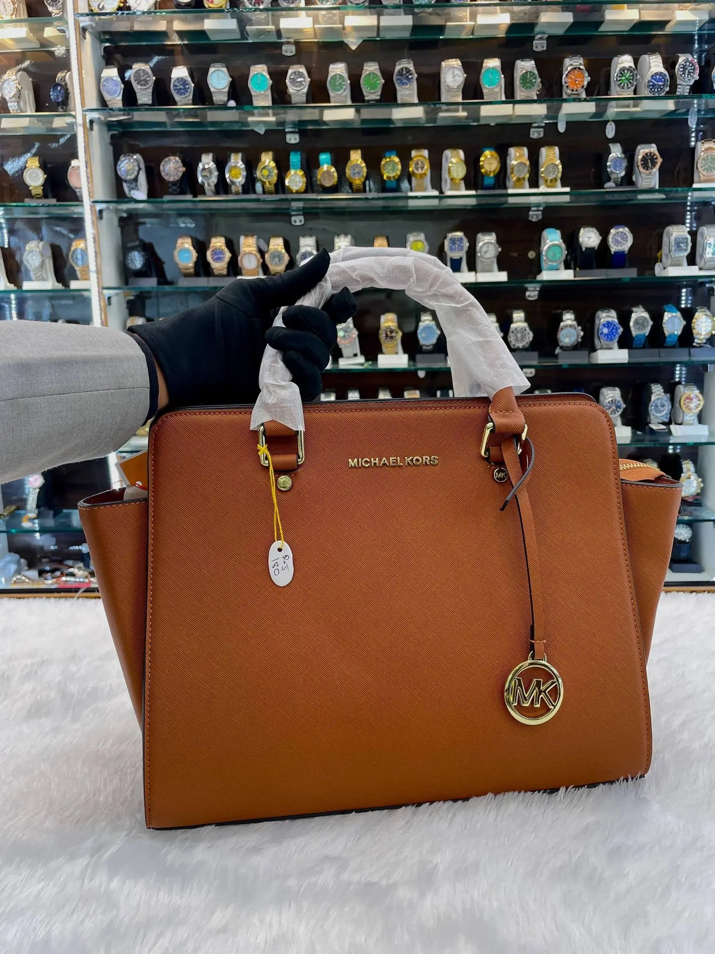 Michael Kors mk handbag for girls tan color