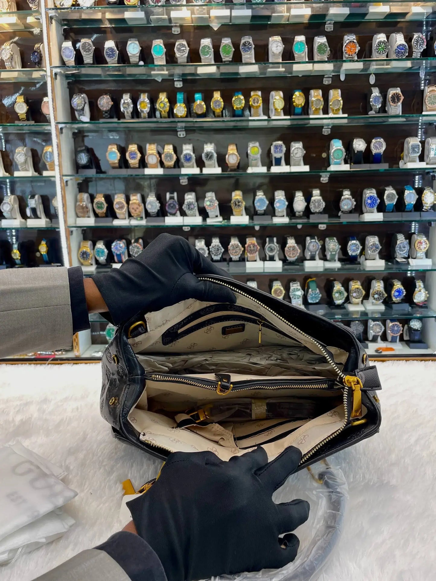 Guess sling bag for girls black print body