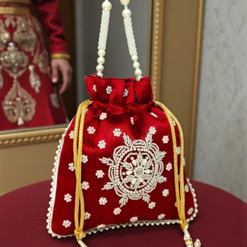 Luxory Pearl Grace Embroidered Potli Bag