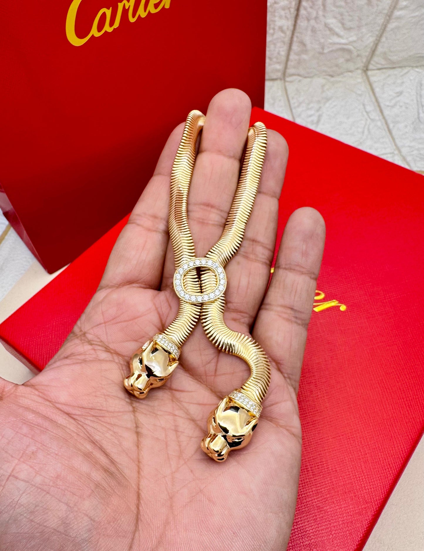 Cartier Double Panther Face Necklace