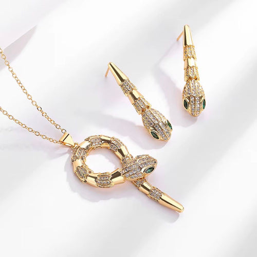 BVLGARI Serpent Full-Studded Necklace & Earrings Set