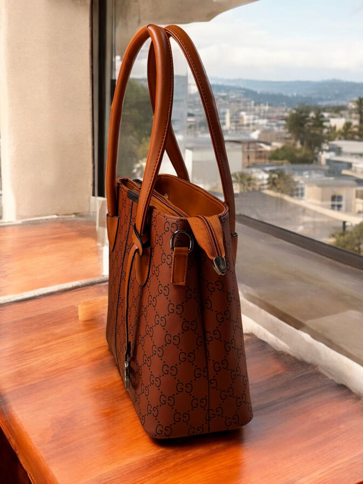 GG Canvas Dual Zipper Tote Bag