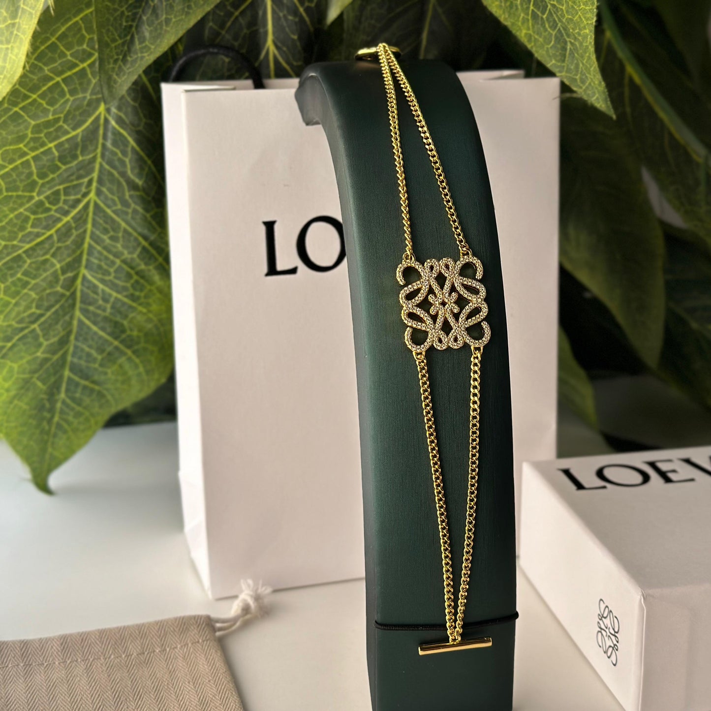 Loewe Anagram Embellished Chainlink Bracelet