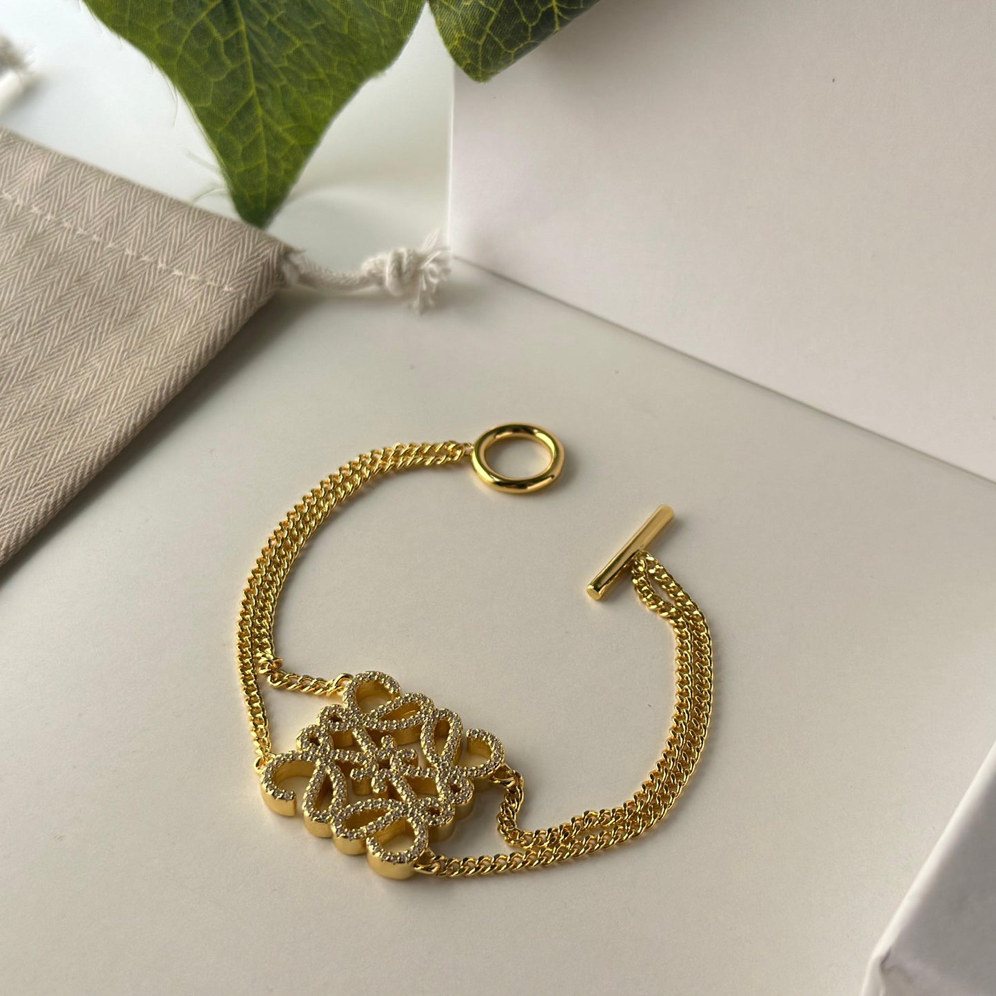 Loewe Anagram Embellished Chainlink Bracelet