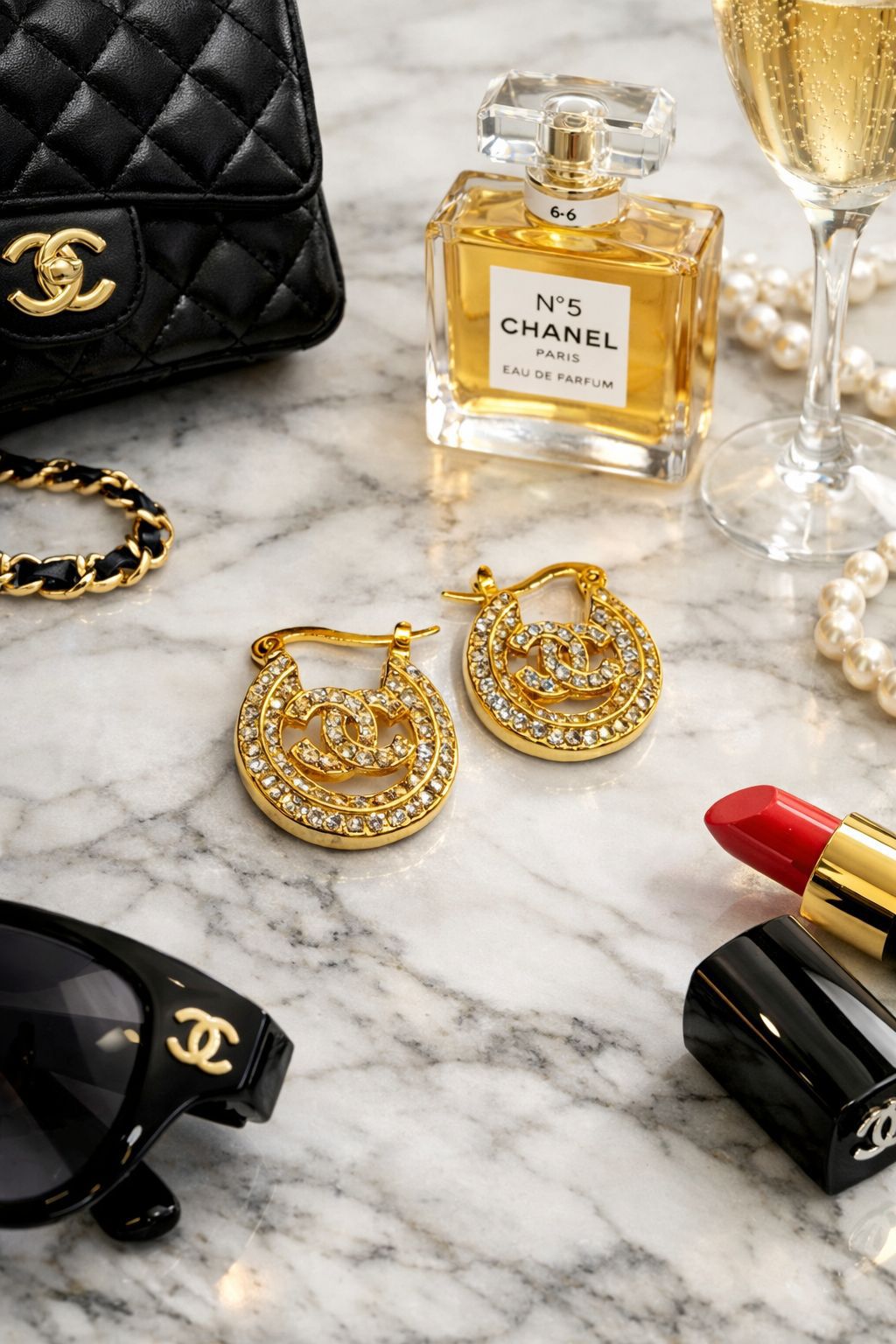Chanel Crystal Hoop Earrings