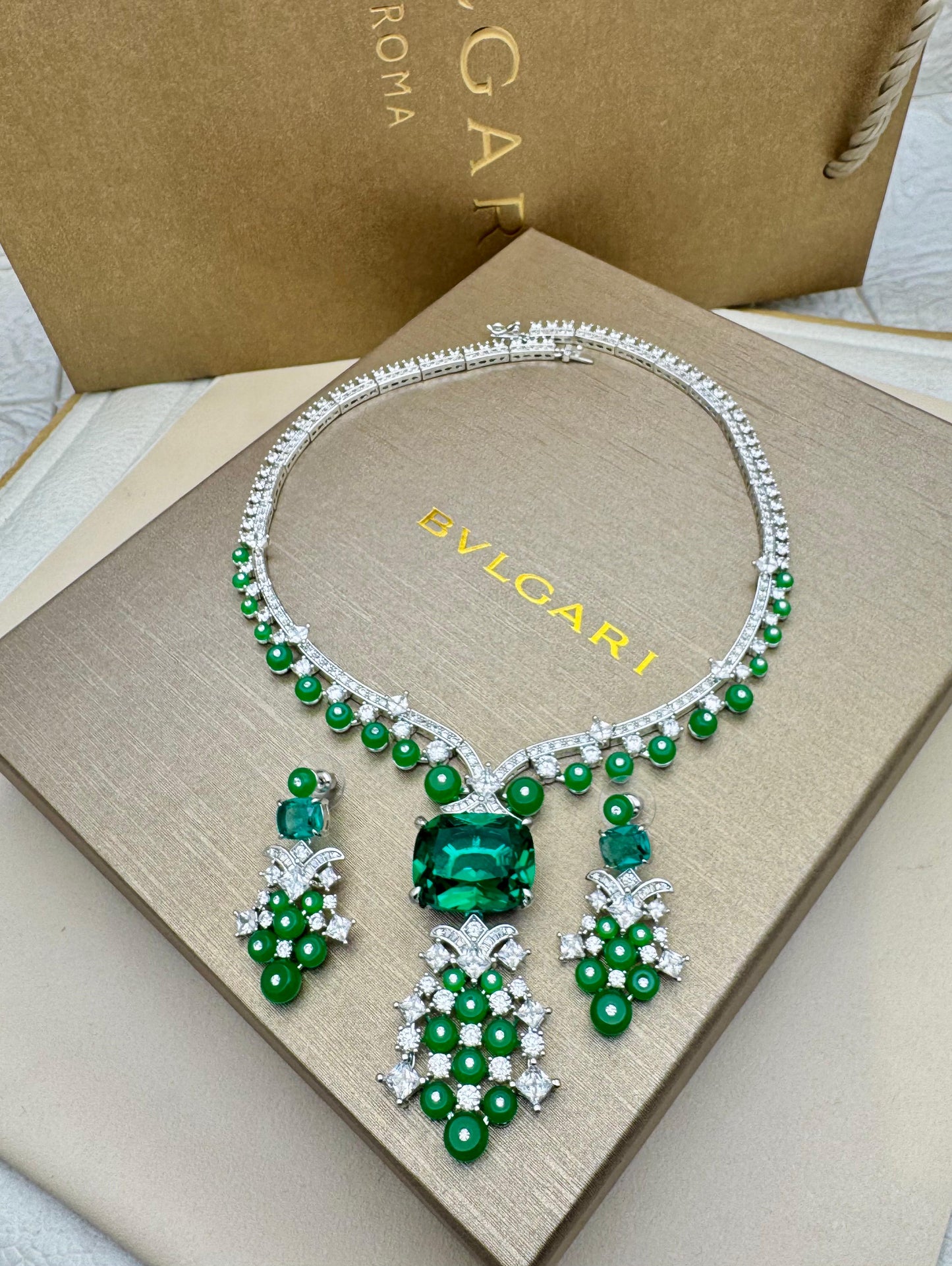 Bvlgari Marble Necklace & Earrings Set