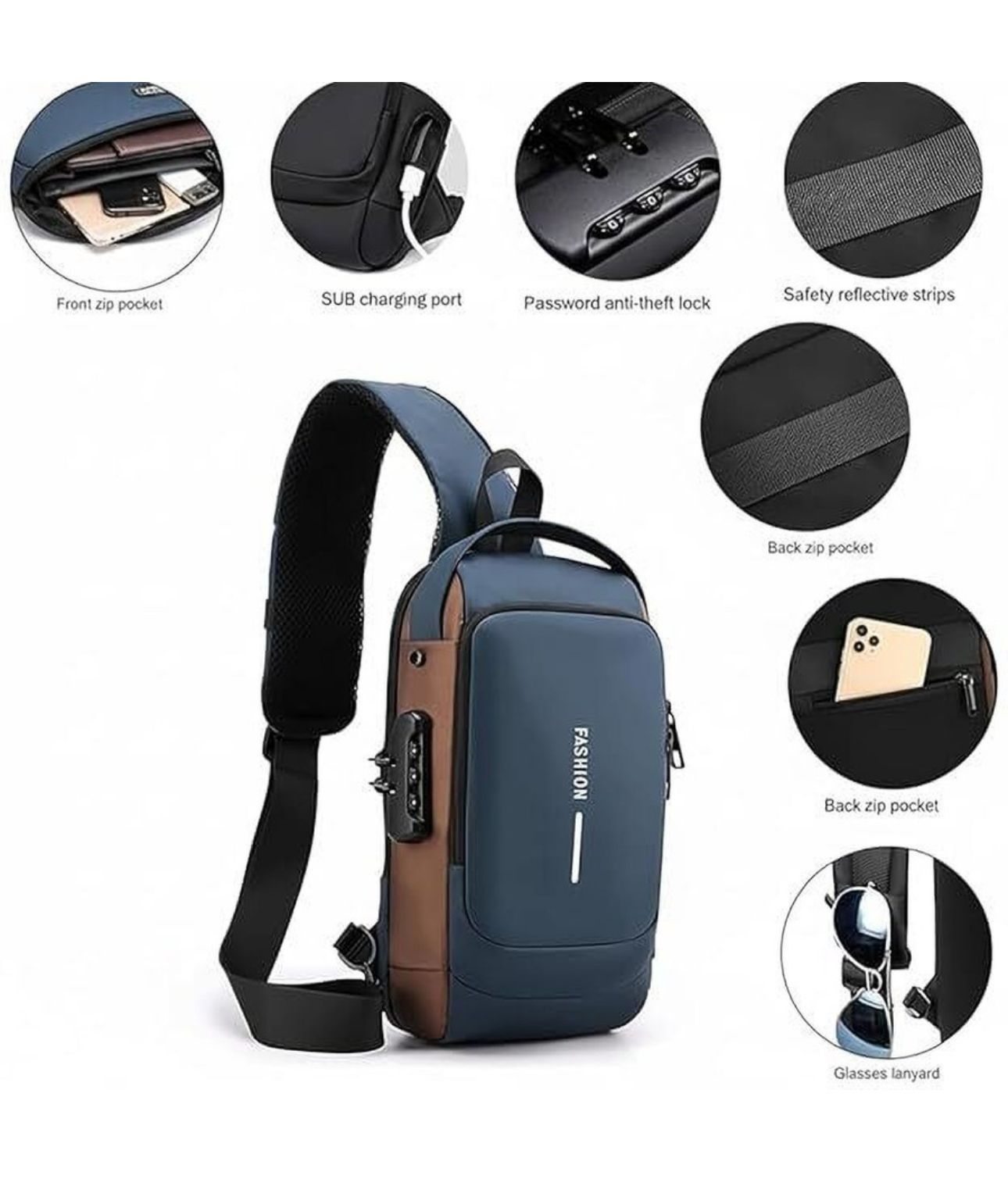 Men’s Crossbody Sling Bag – Stylish Anti-Theft Chest Bag