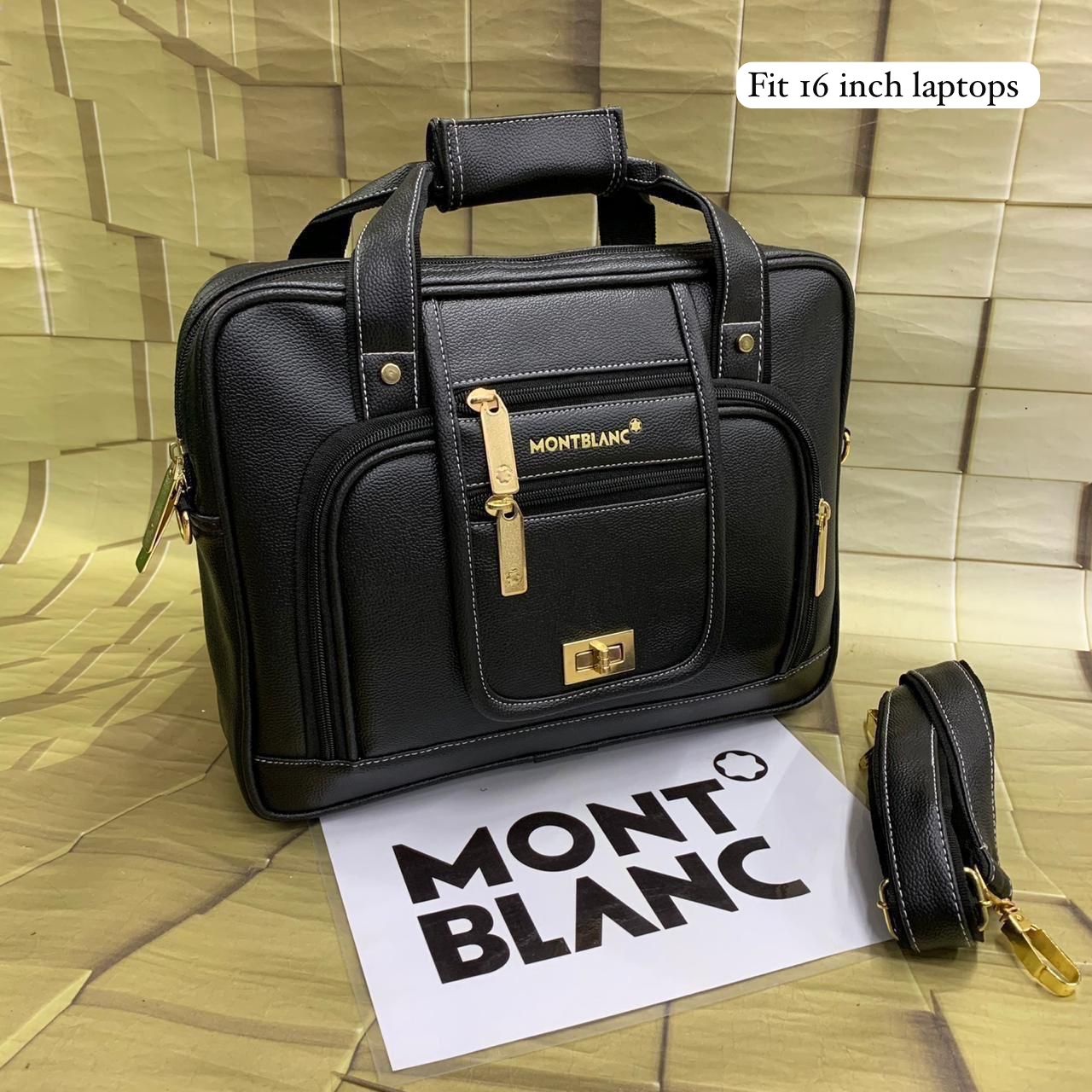 Mont Blanc Premium Leather Office & Laptop Bag