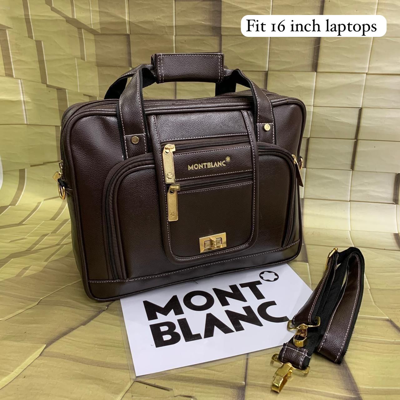 Mont Blanc Premium Leather Office & Laptop Bag