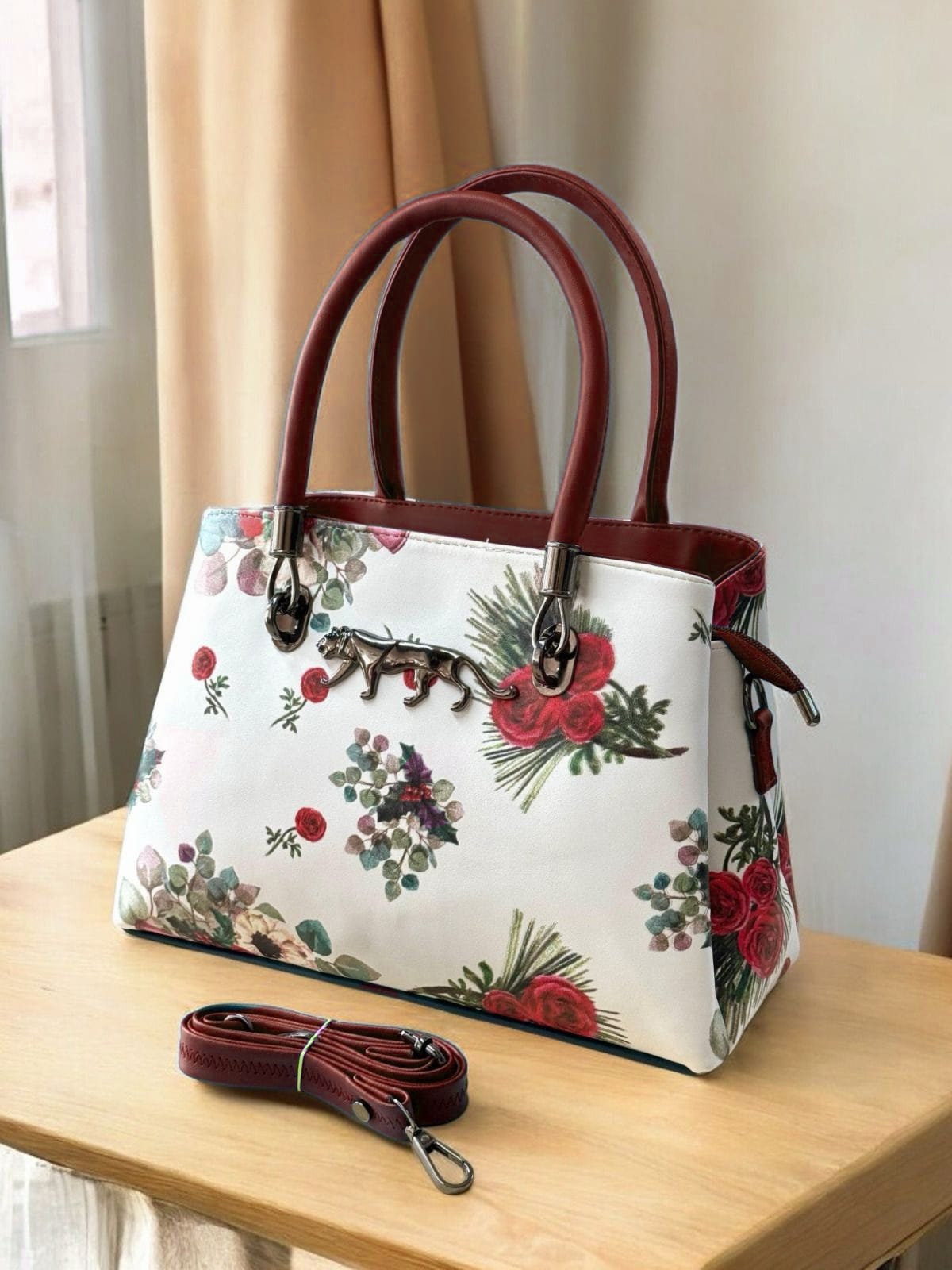 Sabyasachi Floral Printed Leather Sling Handbag – Designer Style