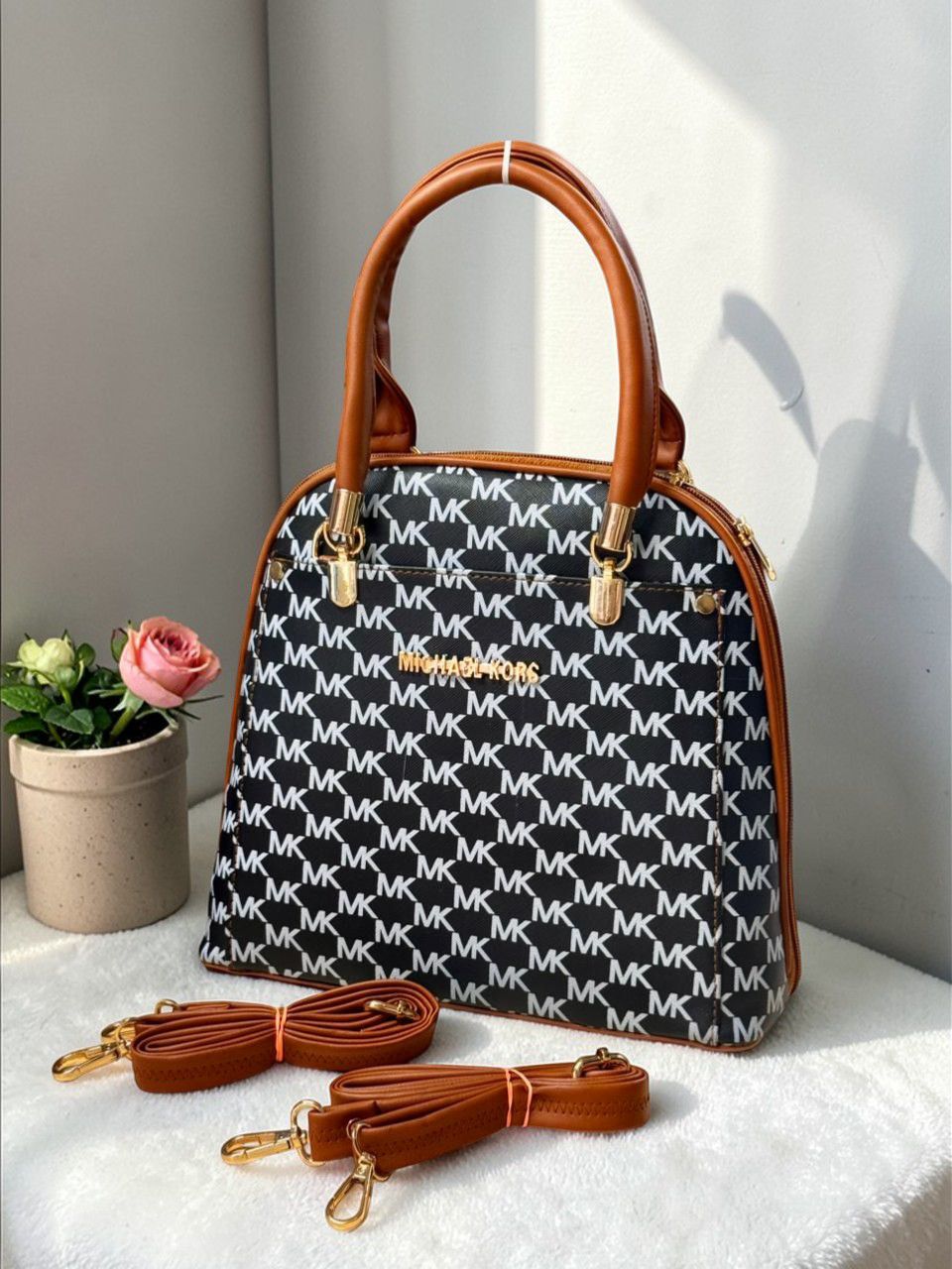 Michael Kors Signature MK Monogram Satchel Bag