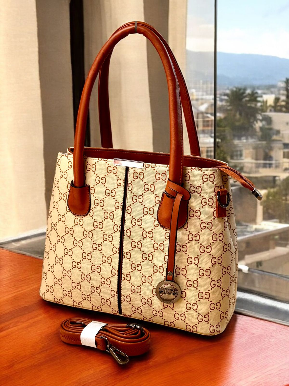 GG Canvas Dual Zipper Tote Bag