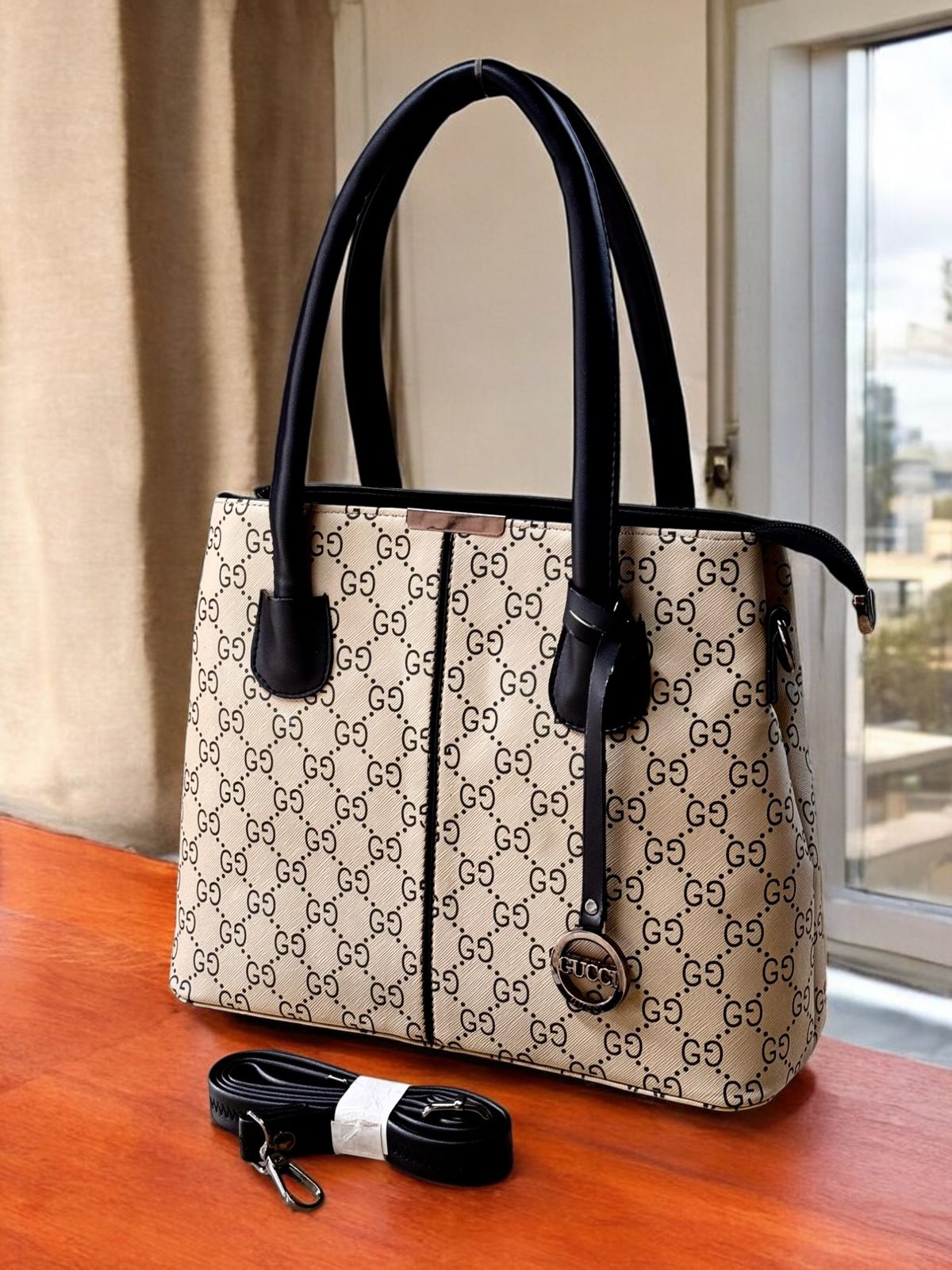 GG Canvas Dual Zipper Tote Bag