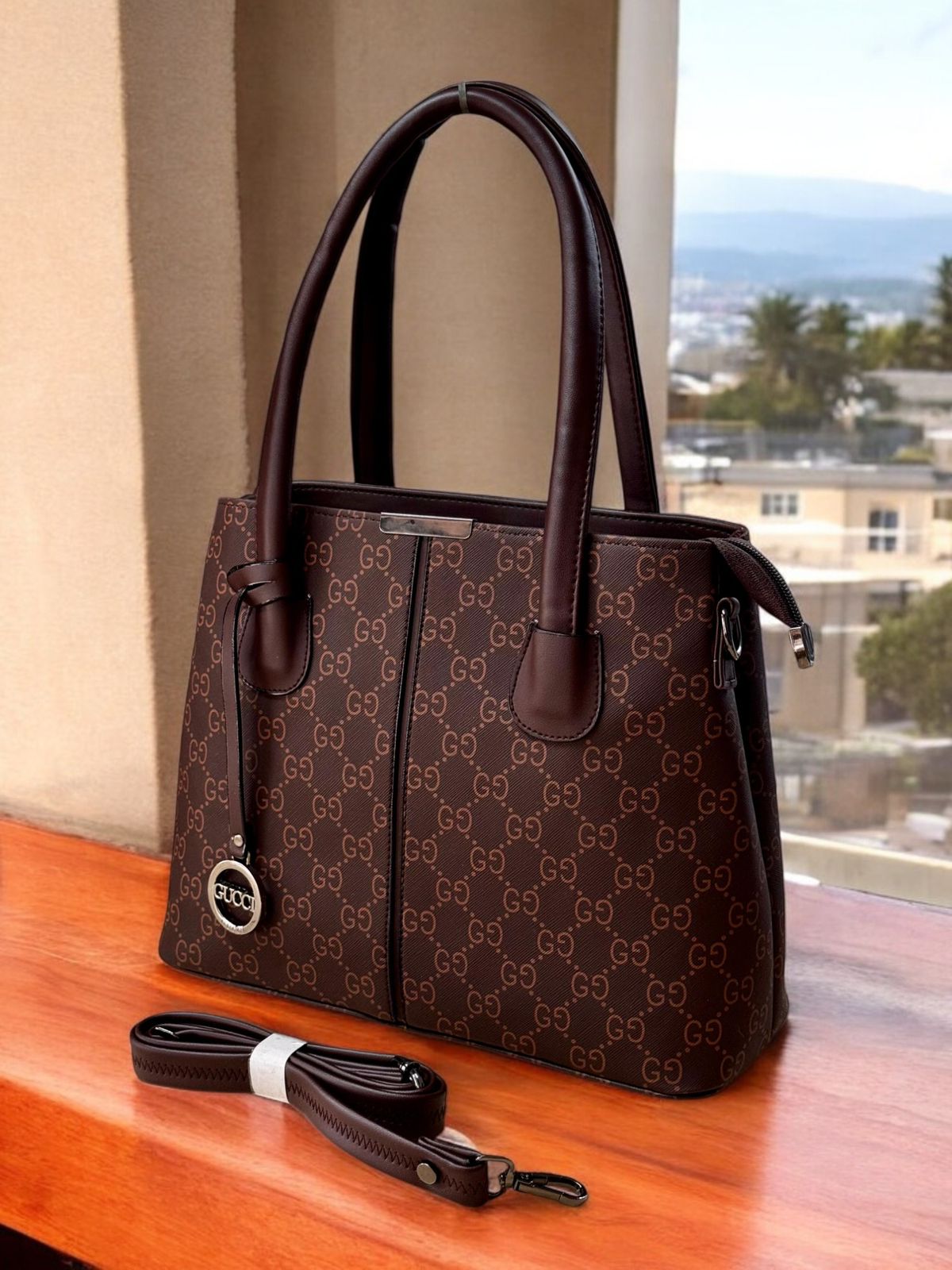 GG Canvas Dual Zipper Tote Bag