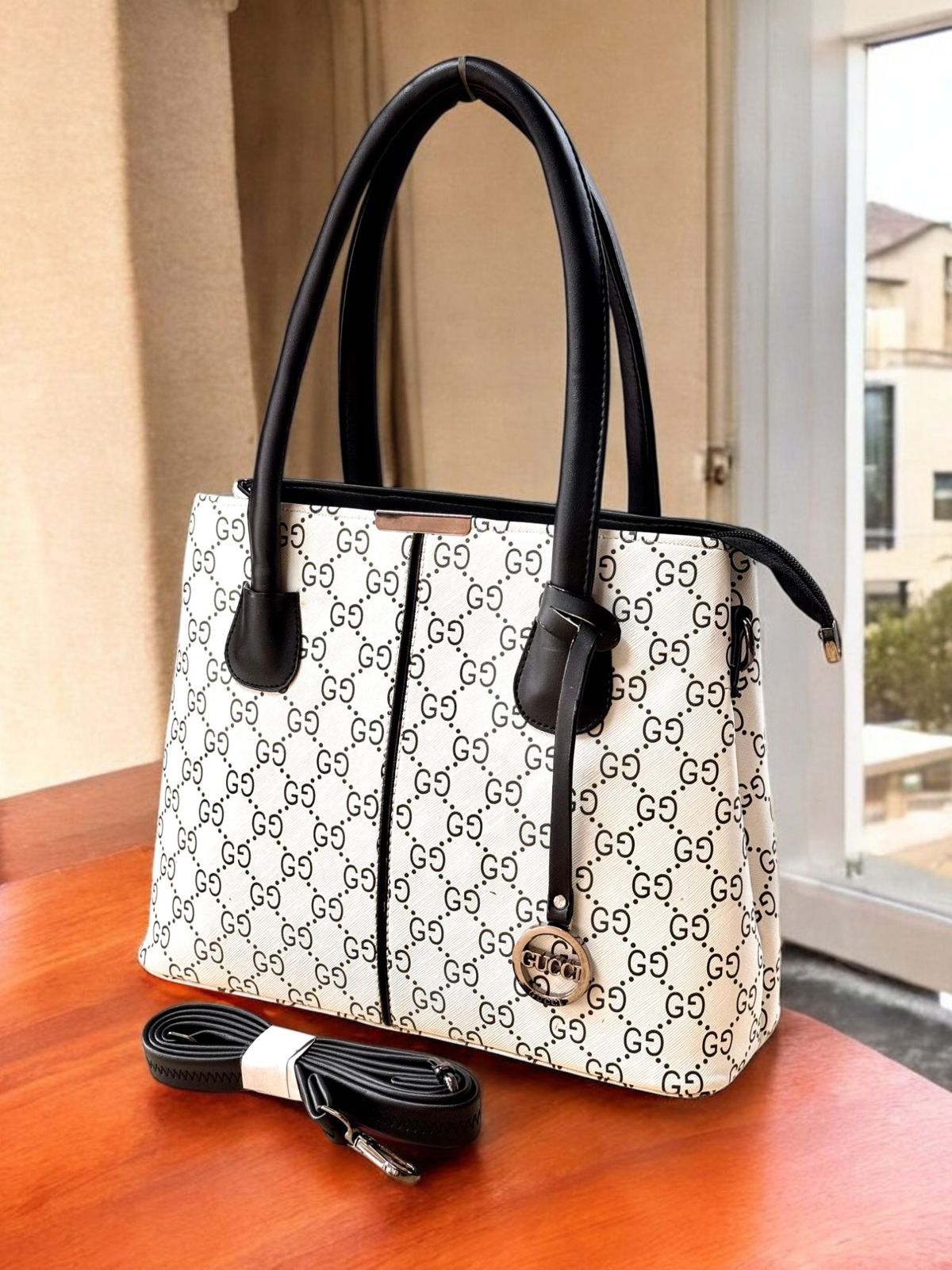 GG Canvas Dual Zipper Tote Bag