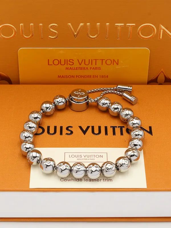 LV Monogram Beaded Bracelet – Luxury Style for Men