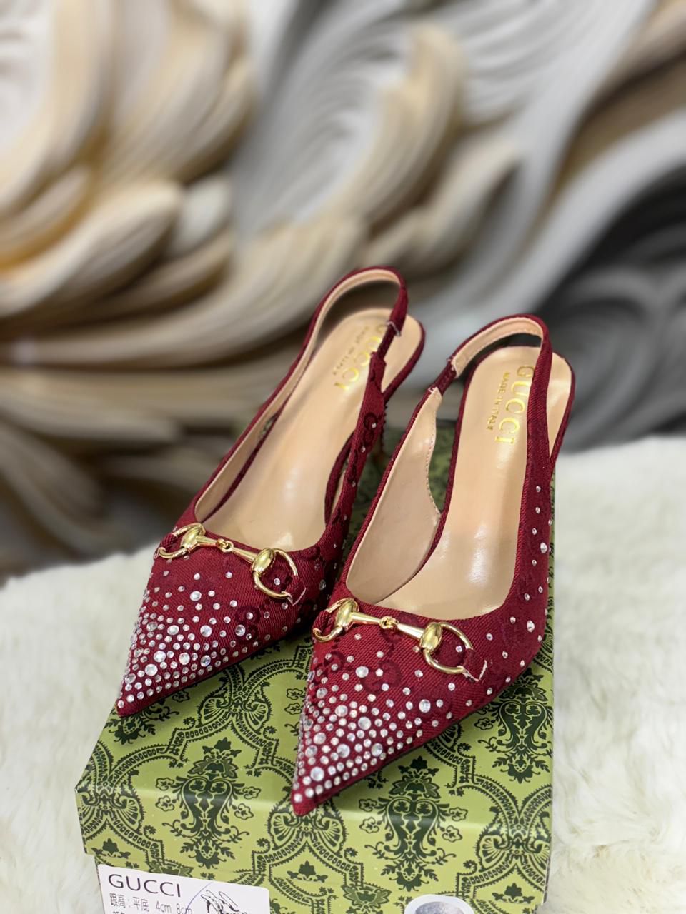 GG Horsebit Canvas 85 slingback Heels