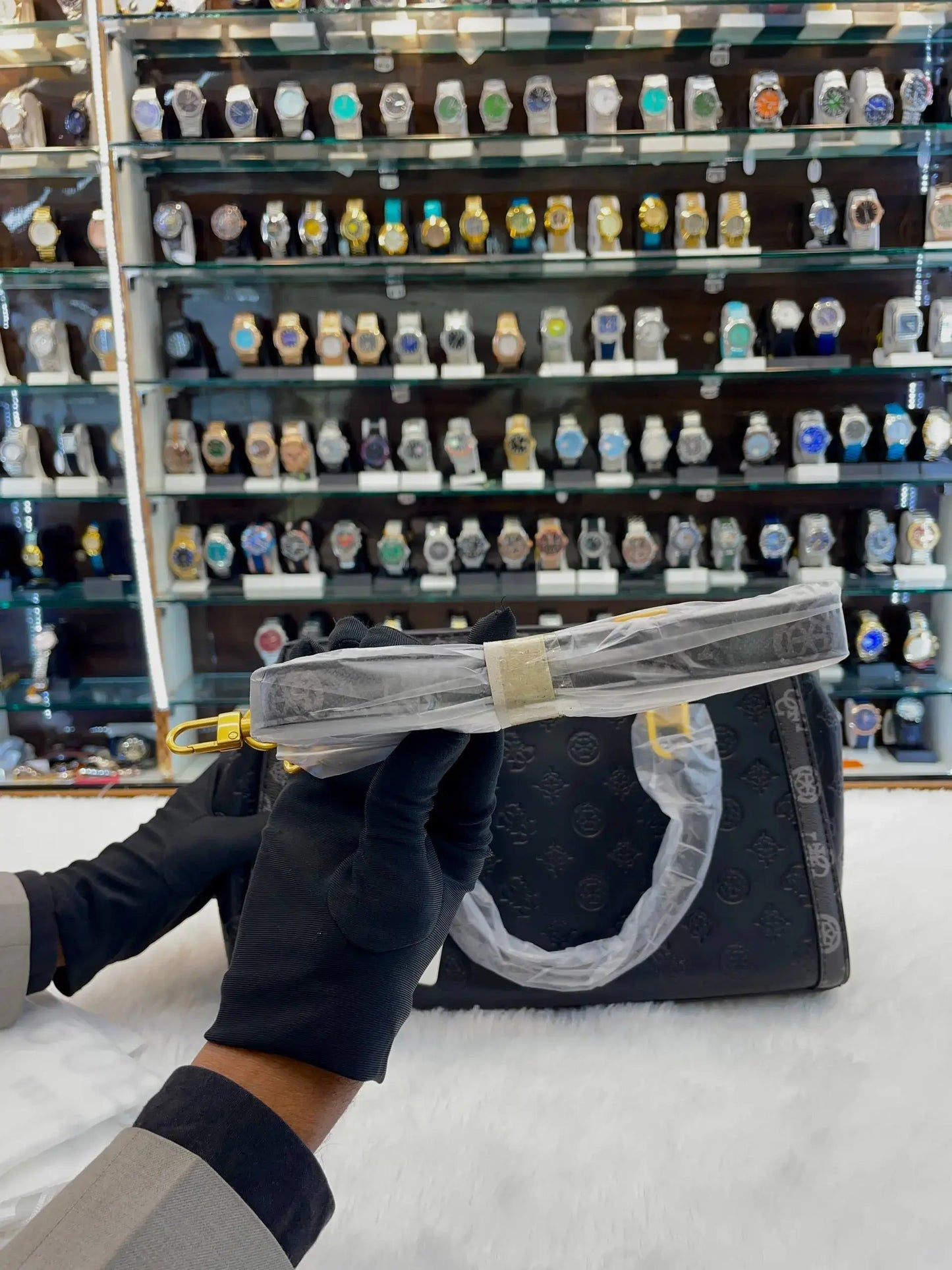 Guess sling bag for girls black print body