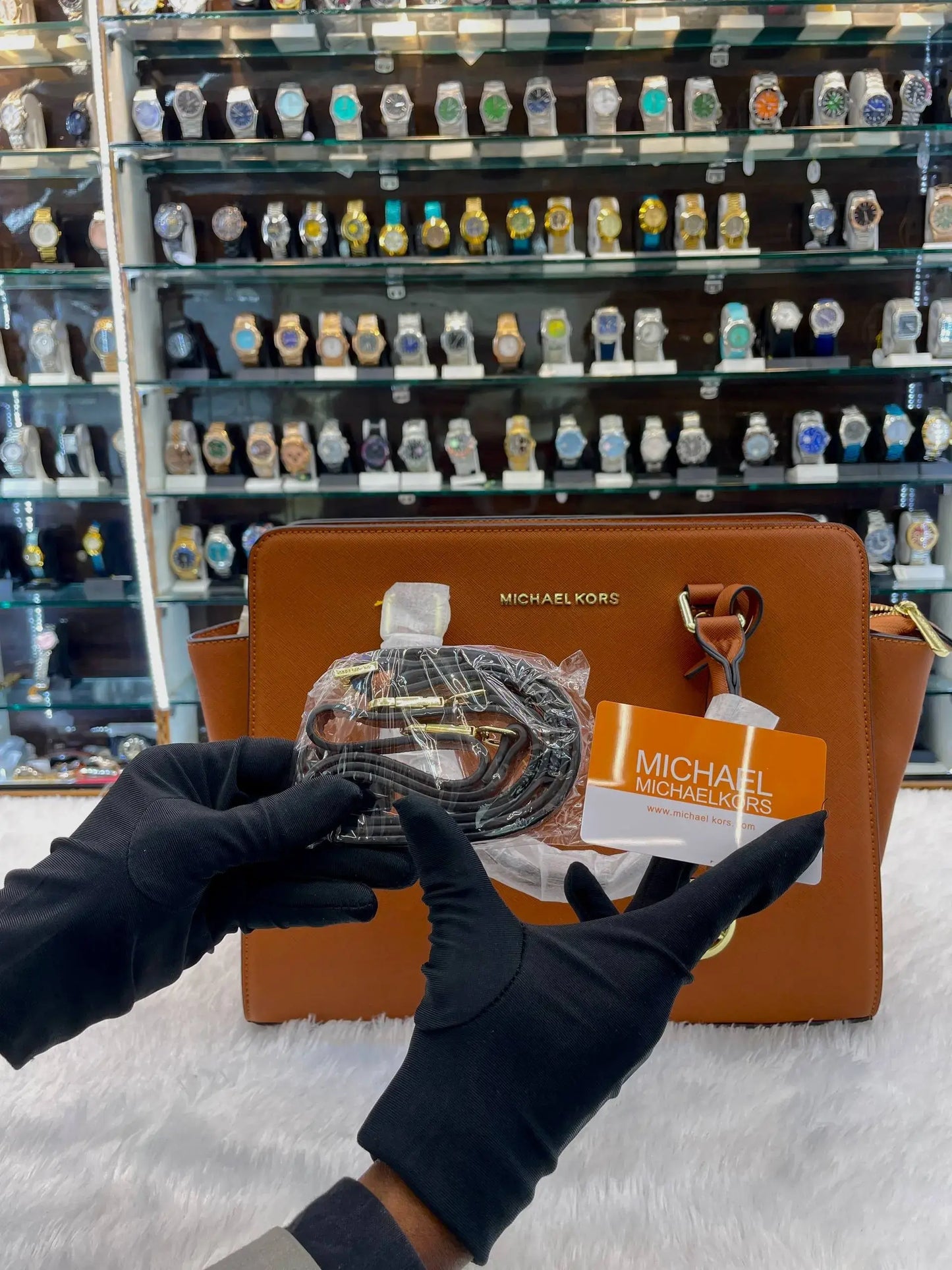 Michael Kors mk handbag for girls tan color