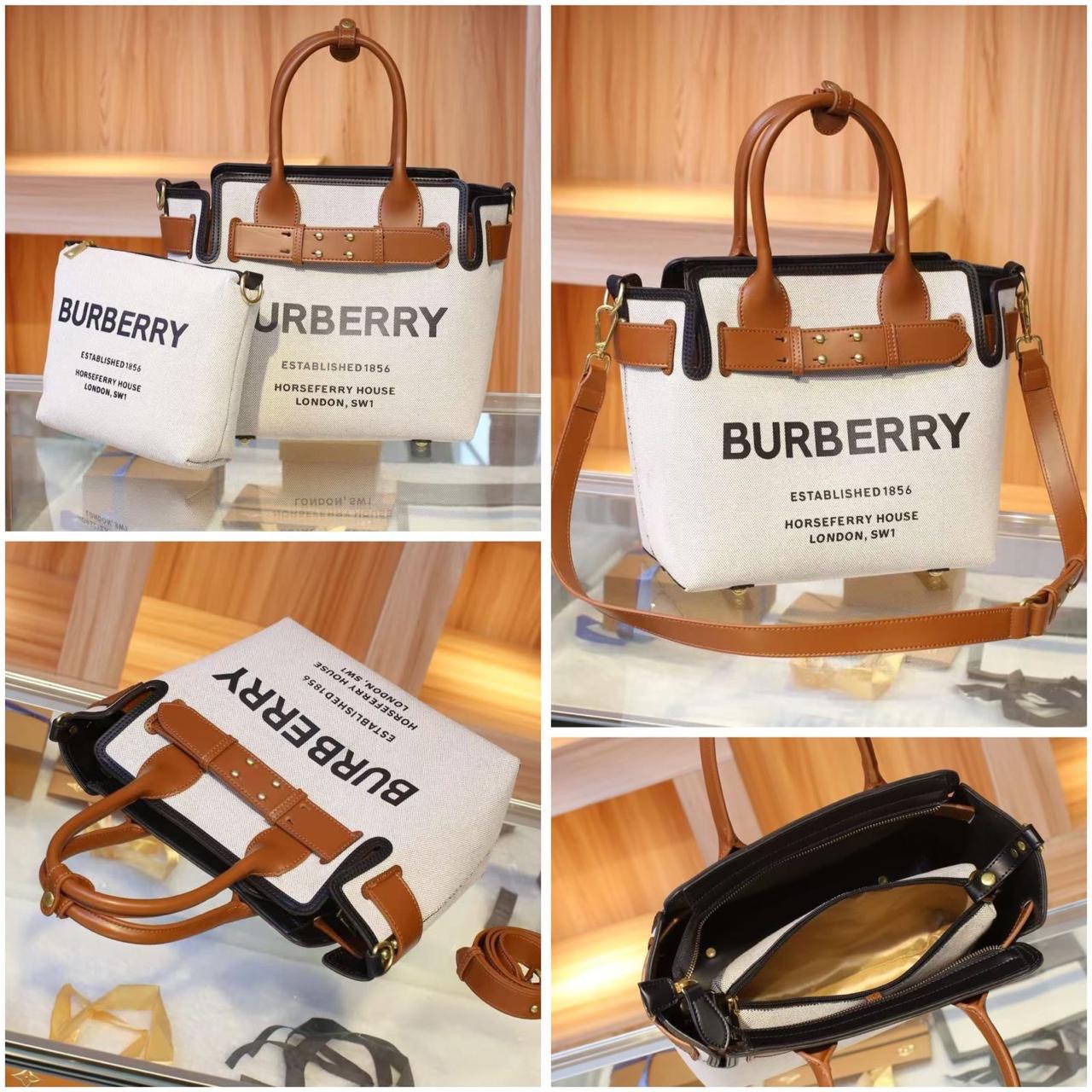 Burberry Premium Tote Bag With Dust Bag Pouch & Sling Belt