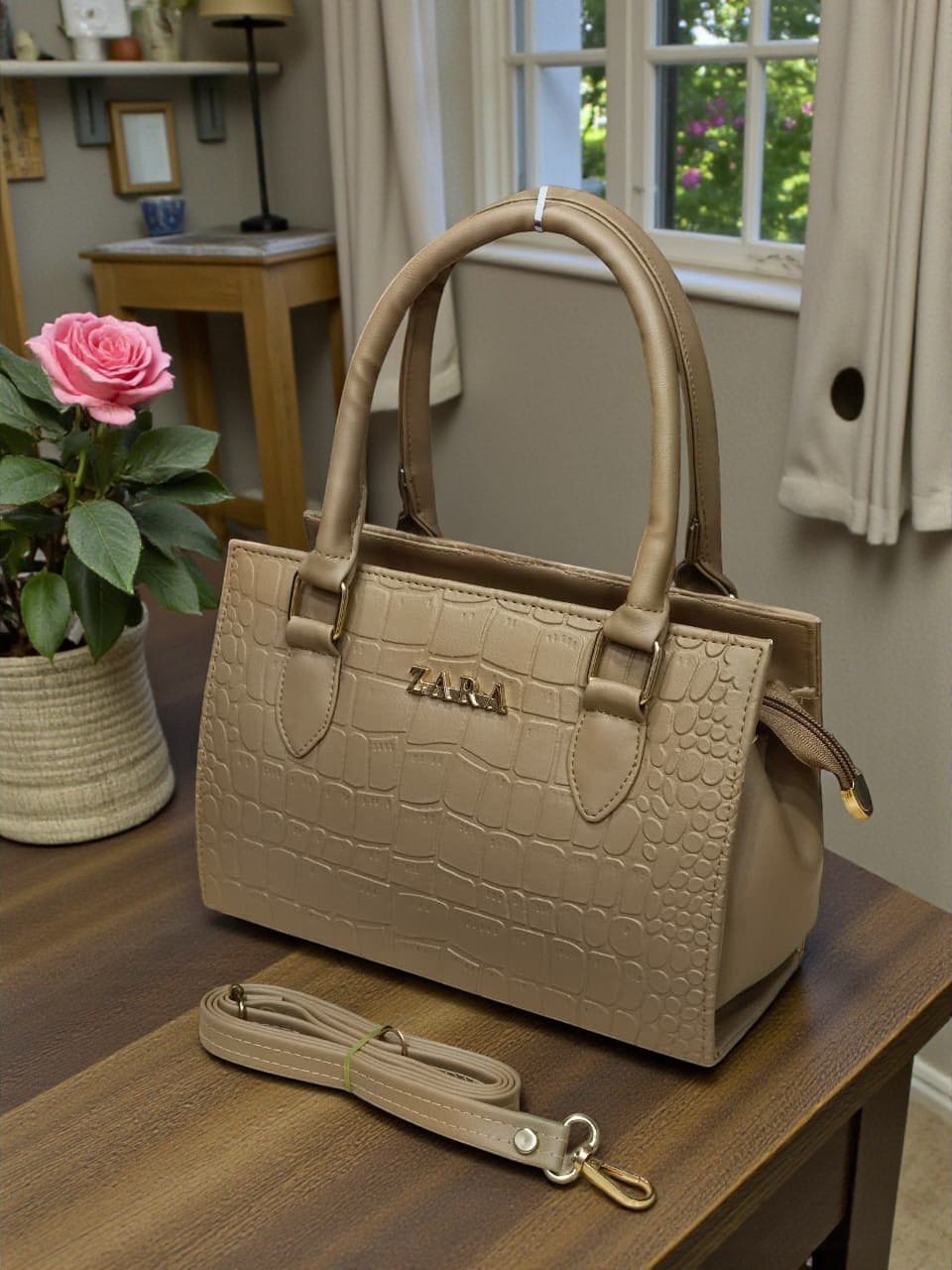 ZARA Chic Croc Classic Handbag