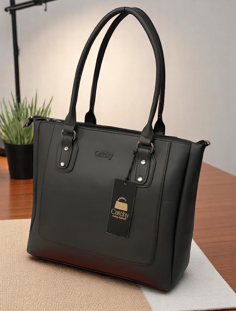 CATCHY Soft Leather Tote Handbag