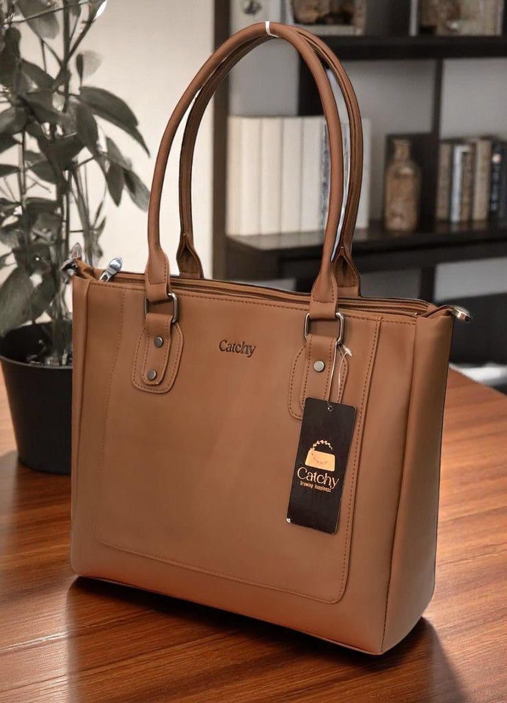 CATCHY Soft Leather Tote Handbag