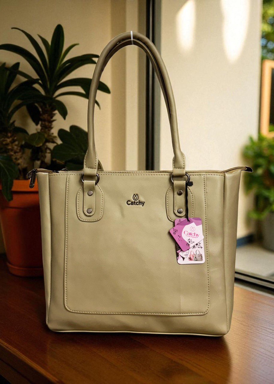 CATCHY Soft Leather Tote Handbag