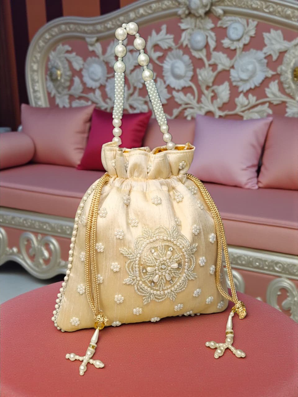 Luxory Pearl Grace Embroidered Potli Bag