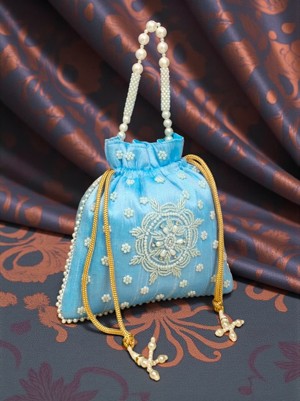 Luxory Pearl Grace Embroidered Potli Bag