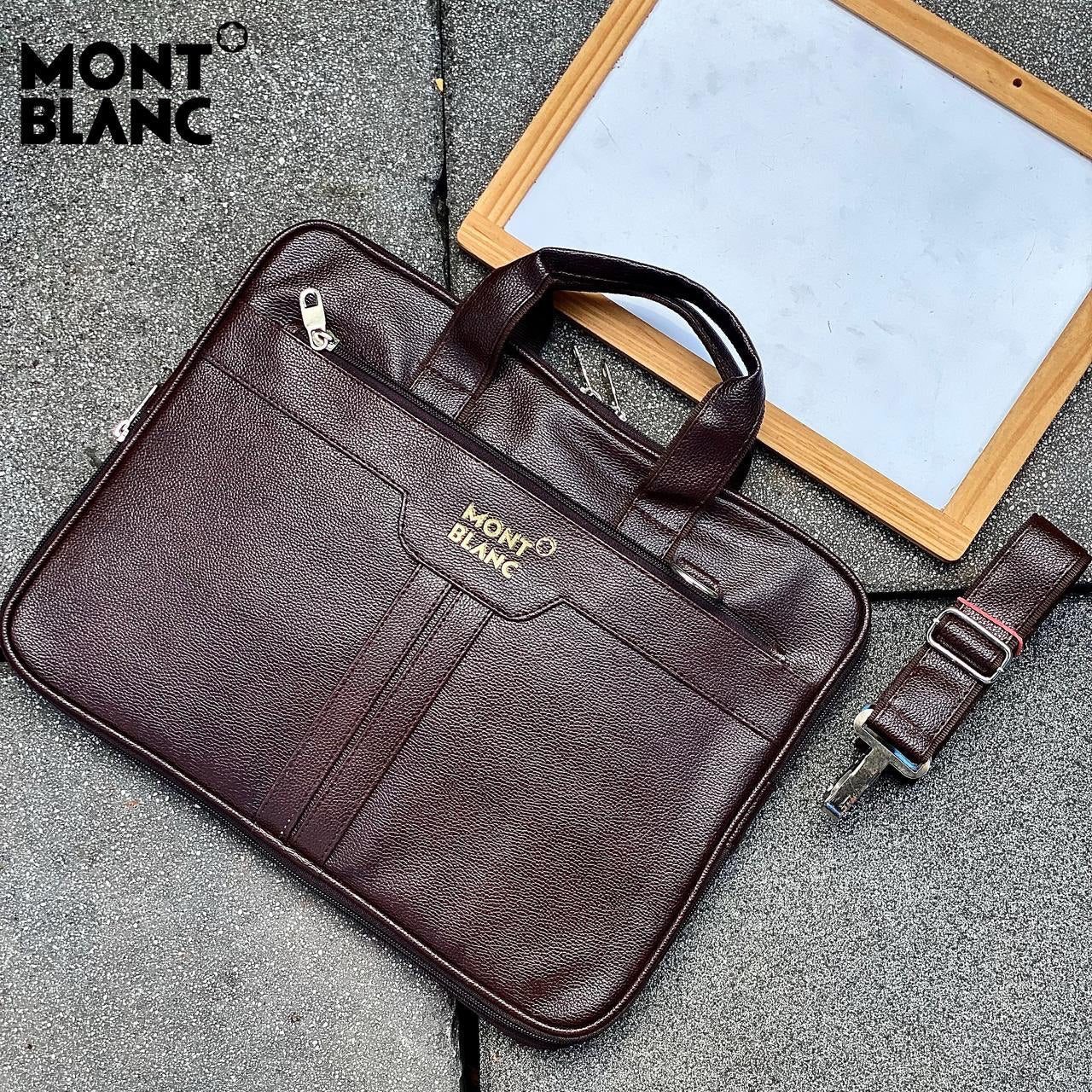 Mont Blanc Premium Leather Office & Laptop Bag