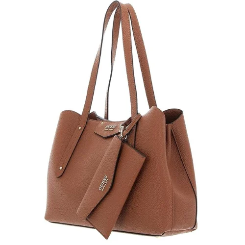 Guess Eco Brenton Girlfriend Satchel in Caramel - Front View