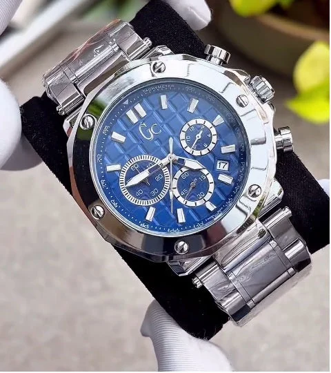 Guess GC Collection Brev Silver Blue Men's Watch front view