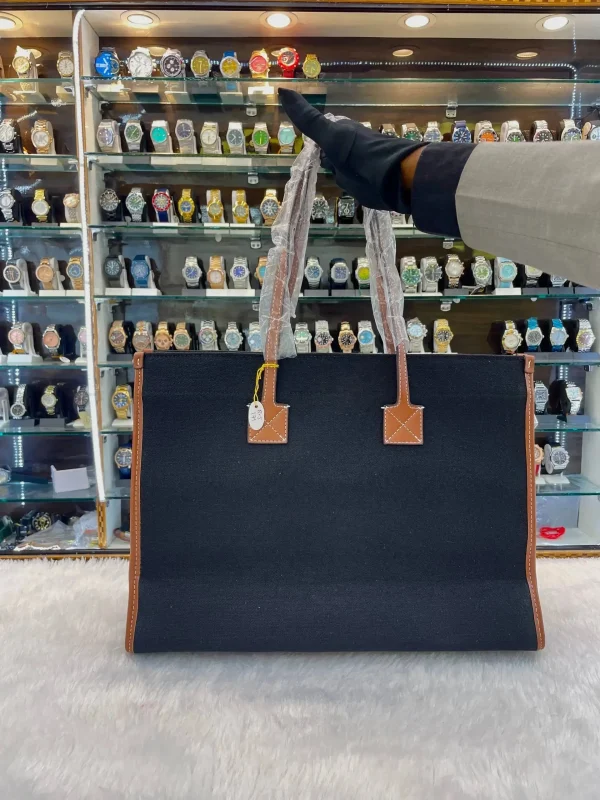Burberry handbag for girls in heavy quality black tote - front view