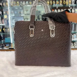 CQFMZIOa.jpg MONT BLANC LAPTOP BAG BROWN front view