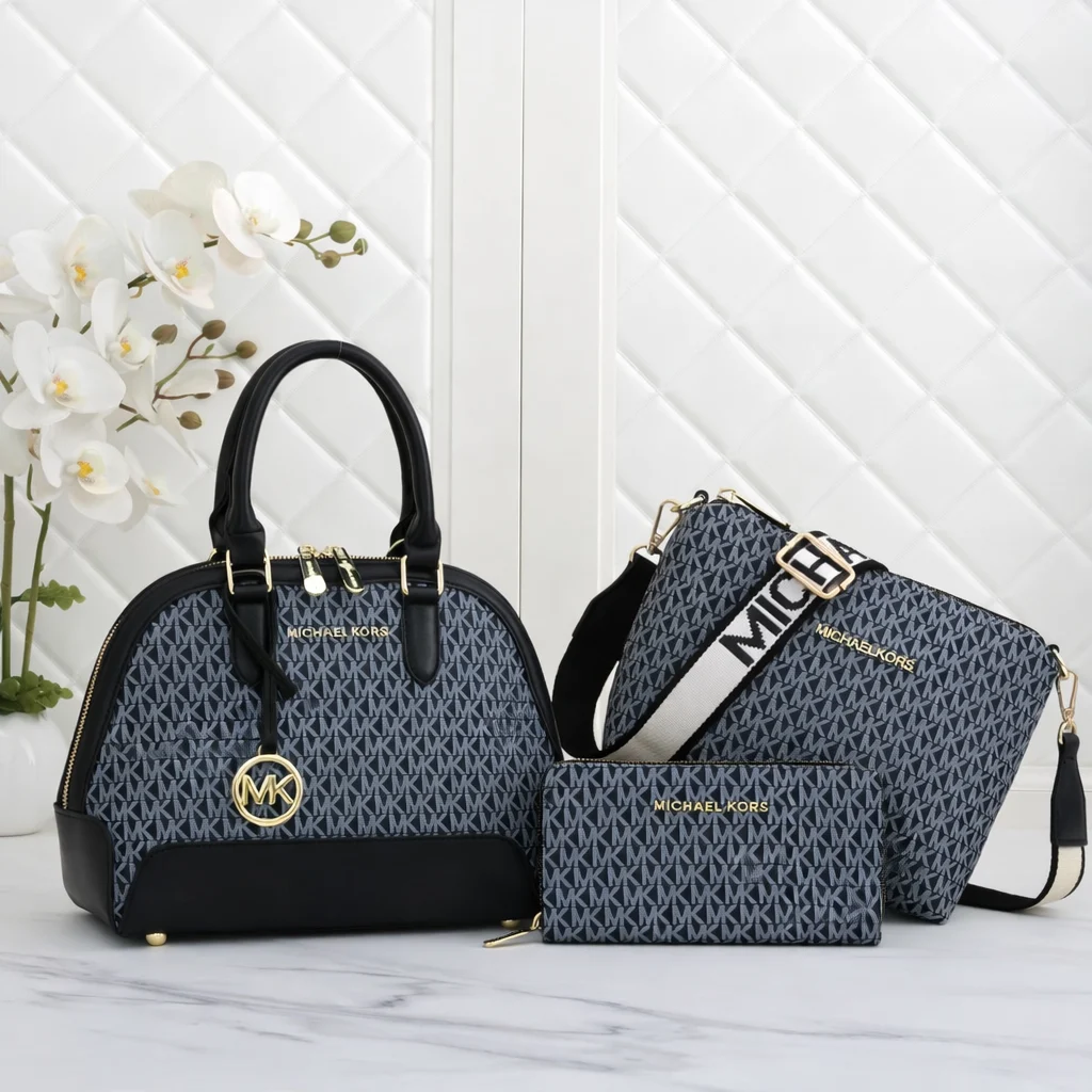 Michael Kors Signature 3-Piece Handbag Combo Set (Classic Monogram Edition)