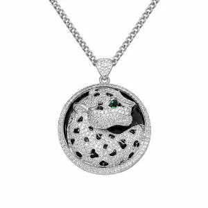 Cartier Beautiful Neckchain with Panther Face Pendant front view