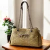 Sabyasachi Croc Luxe Sling Handbag in black